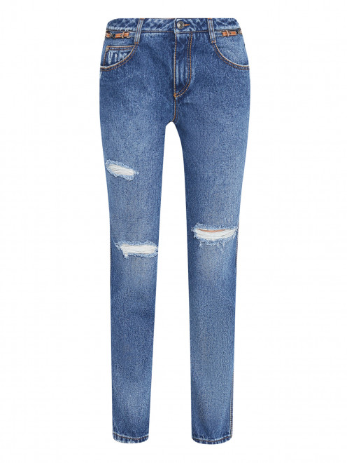 Укороченные джинсы с потертостями Ermanno Scervino - Общий вид