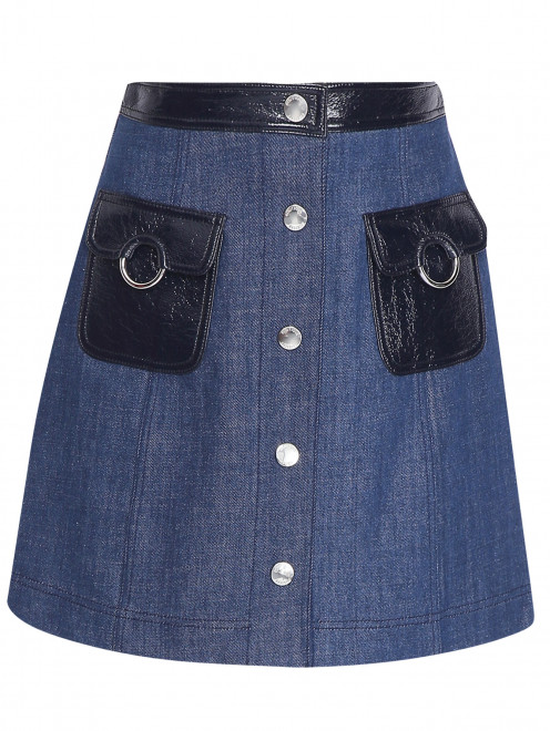 Джинсовая юбка-мини из хлопка с накладными карманами Moschino Boutique - Общий вид