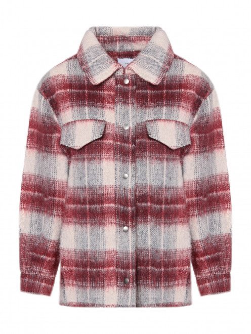 Пальто-рубашка укороченое из шерсти в клетку Suncoo - Общий вид