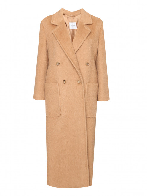Двубортное пальто из шерсти с ремнем и накладными карманами Max Mara - Общий вид