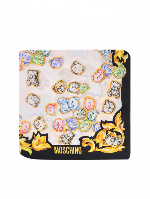 Платок из шелка с узором и логотипом Moschino - Общий вид