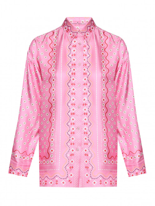 Рубашка из шелка с узором Ermanno Scervino - Общий вид