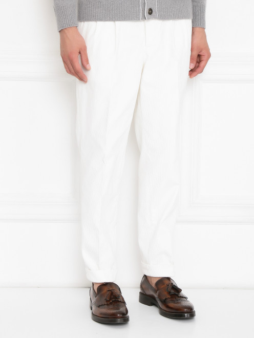 Однотонные брюки из хлопкового вельвета PT Torino - МодельВерхНиз