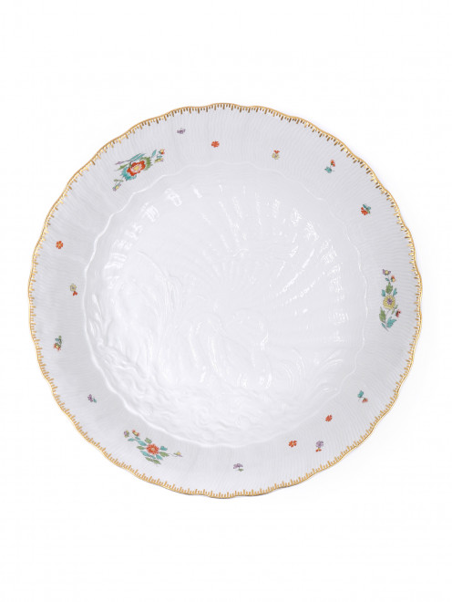Тарелка  сервировочная с барельефом лебеди Meissen - Общий вид