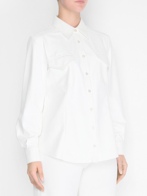 Рубашка из эко-кожи на пуговицах Marina Rinaldi - МодельВерхНиз