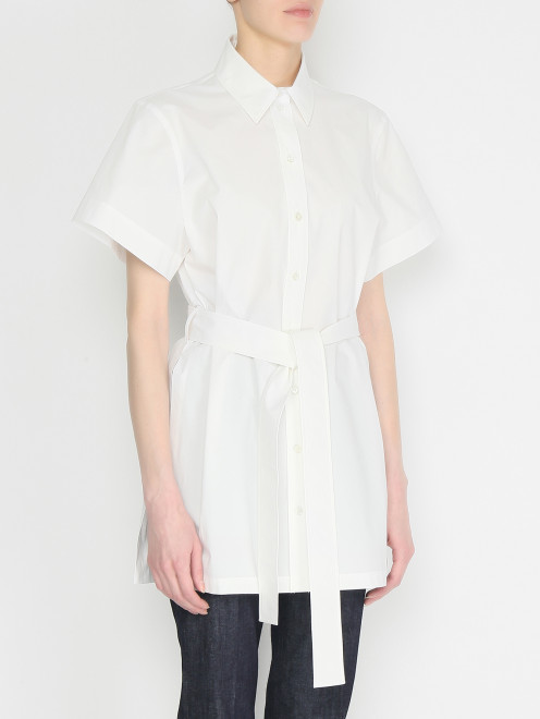 Блуза из смешанного хлопка с поясом Moschino Boutique - МодельВерхНиз