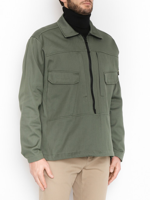 Куртка из хлопка с накладными карманами Stone Island - МодельВерхНиз