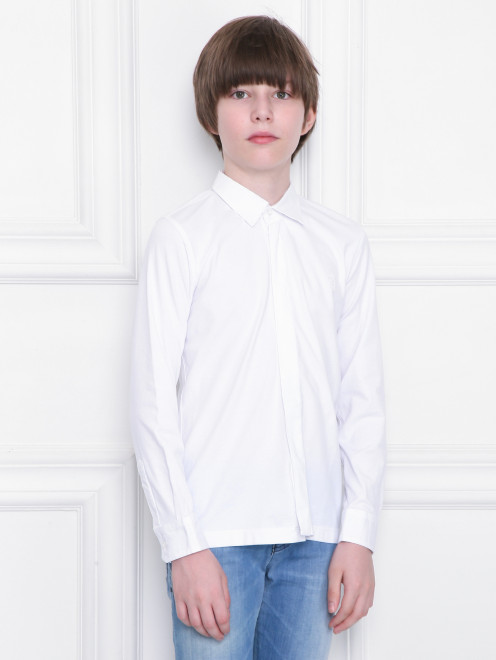Рубашка из хлопка с вышивкой и скрытой планкой  Aletta Couture - МодельВерхНиз