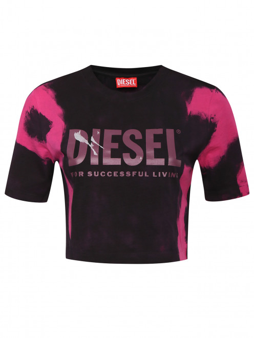 Укороченная футболка с узором и принтом Diesel - Общий вид