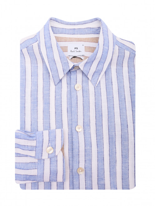 Рубашка из льна и хлопка с узором полоска Paul Smith - Общий вид