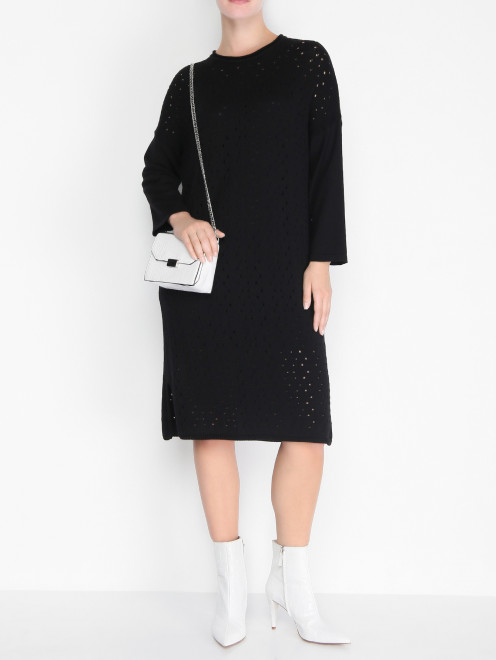 Платье из шерсти прямого кроя с подкладкой Marina Rinaldi - МодельОбщийВид