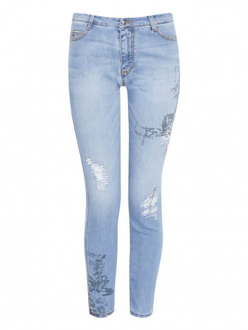 Укороченные джинсы зауженного кроя с принтом Ermanno Scervino - Общий вид