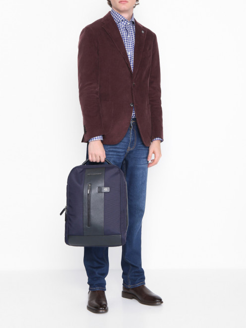 Рюкзак из текстиля с кожаными вставками Piquadro - МодельОбщийВид