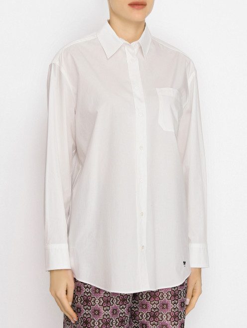 Рубашка из хлопка с накладным карманом Weekend Max Mara - МодельВерхНиз