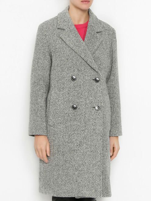 Двубортное пальто из шерсти с узором Weekend Max Mara - МодельВерхНиз