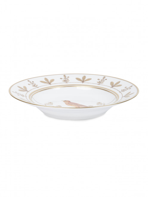 Тарелка суповая из фарфора с узором птица Ginori 1735 - Обтравка1