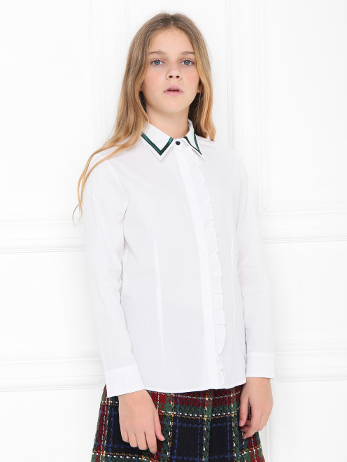 Блуза из хлопка с оборкой Aletta Couture - МодельВерхНиз