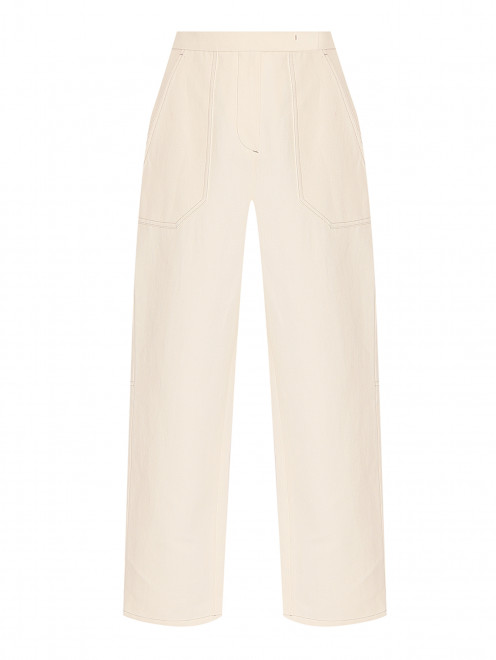 Укороченные брюки из хлопка и льна с карманами Max Mara - Общий вид