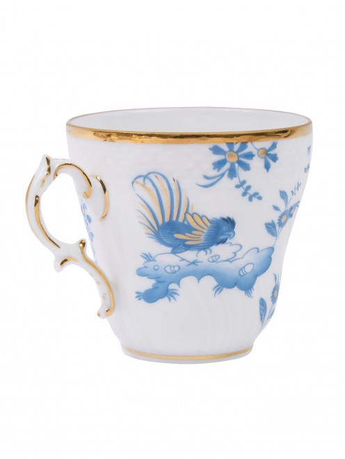 Чашка для кофе из фарфора с узором и золотой каймой Ginori 1735 - Обтравка1