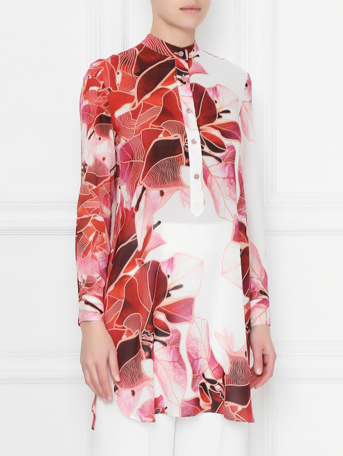 Блуза удлиненная из шелка с цветочным узором La Perla - МодельВерхНиз