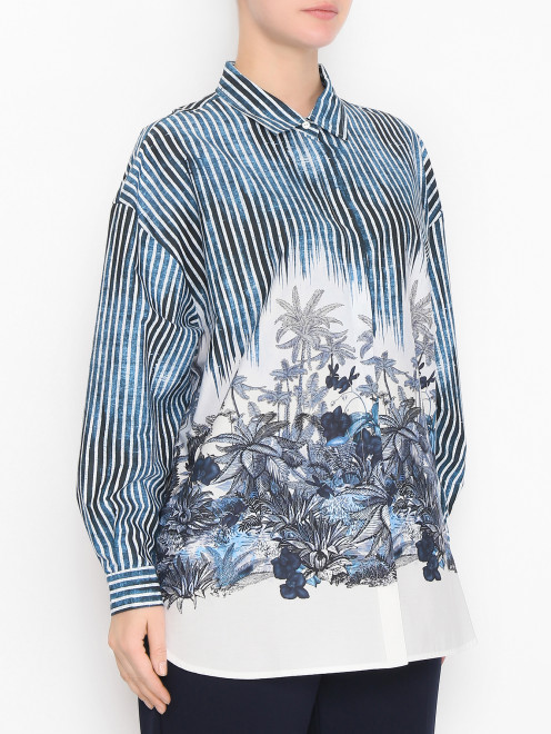 Блуза из хлопка с узором Marina Rinaldi - МодельВерхНиз