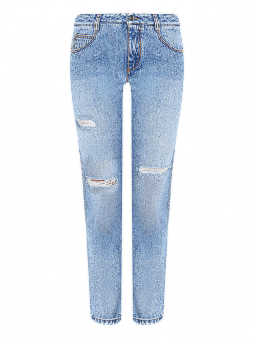Укороченные джинсы с потертостями Ermanno Scervino - Общий вид
