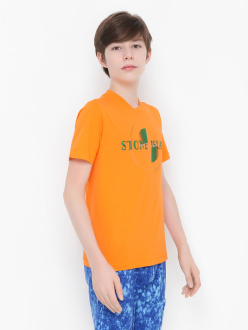 Хлопковая футболка с круглым вырезом Stone Island - МодельВерхНиз