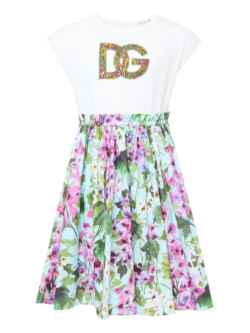 Платье из хлопка с аппликацией Dolce & Gabbana - Общий вид