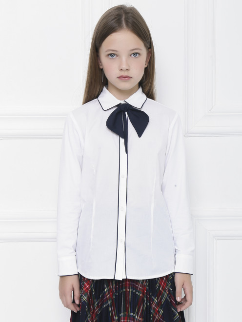 Рубашка хлопковая со съемным декором Aletta Couture - МодельВерхНиз