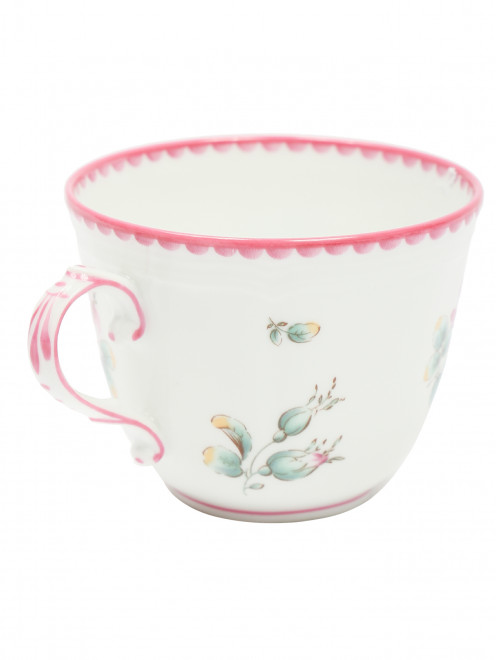 Чашка для кофе с узором цветы и фигурной окантовкой Ginori 1735 - Обтравка1