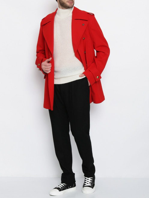 Двубортное пальто из смешанной шерсти с карманами Gabriele Pasini - МодельОбщийВид