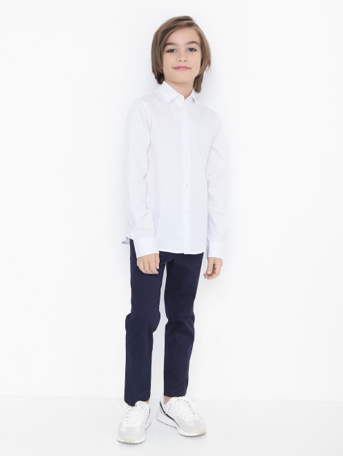 Хлопковая однотонная рубашка Dal Lago - МодельОбщийВид