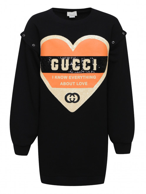 Удлиненный свитшот с принтом и пайетками Gucci - Общий вид