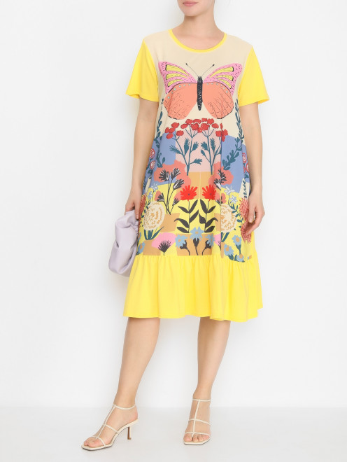 Платье из смешанного хлопка с узором Marina Rinaldi - МодельОбщийВид