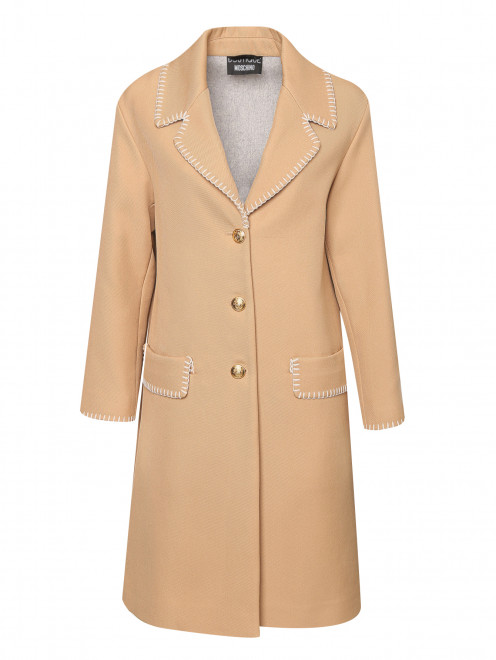 Пальто из смешанной шерсти с контрастной вышивкой Moschino Boutique - Общий вид