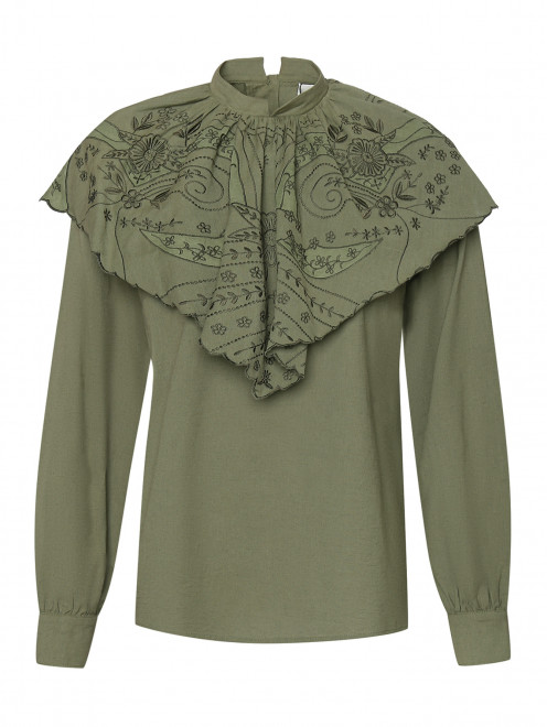 Блуза из хлопка с оборками и вышивкой Etro - Общий вид