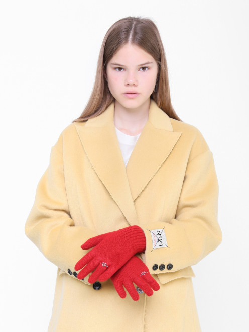 Перчатки из смешанной пряжи со стразами Aletta Couture - МодельОбщийВид