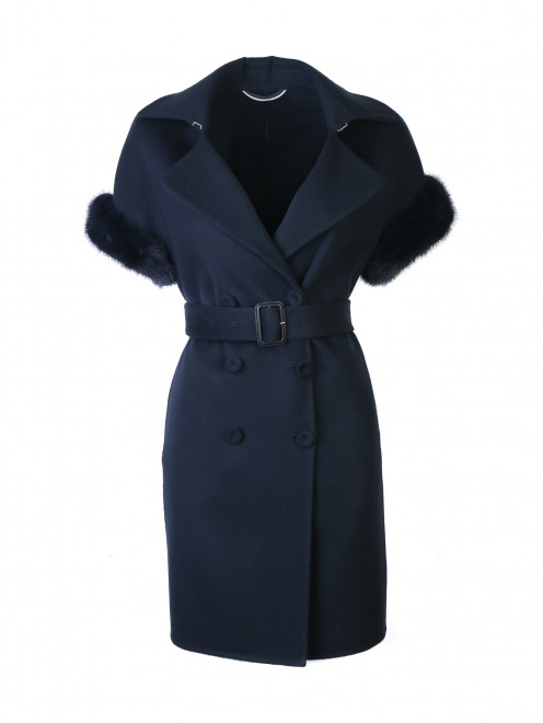 Пальто из шерсти с отделкой из меха-норки Ermanno Scervino - Общий вид