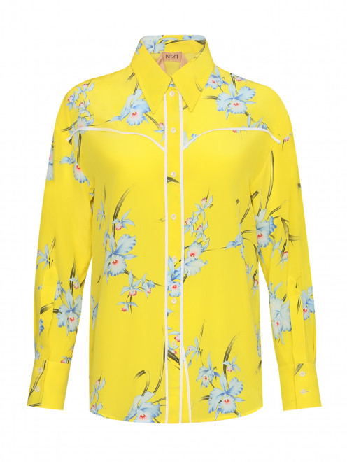 Блуза из шелка с цветочным узором N21 - Общий вид