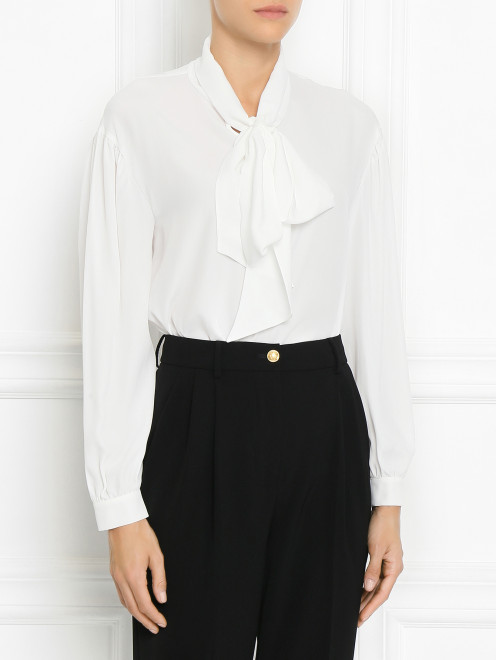 Блуза из смешанного шелка с бантом Moschino Boutique - МодельВерхНиз