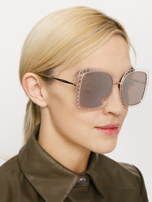 Солнцезащитные очки в оправе из пластика и металла с кристаллами Jimmy Choo - МодельОбщийВид