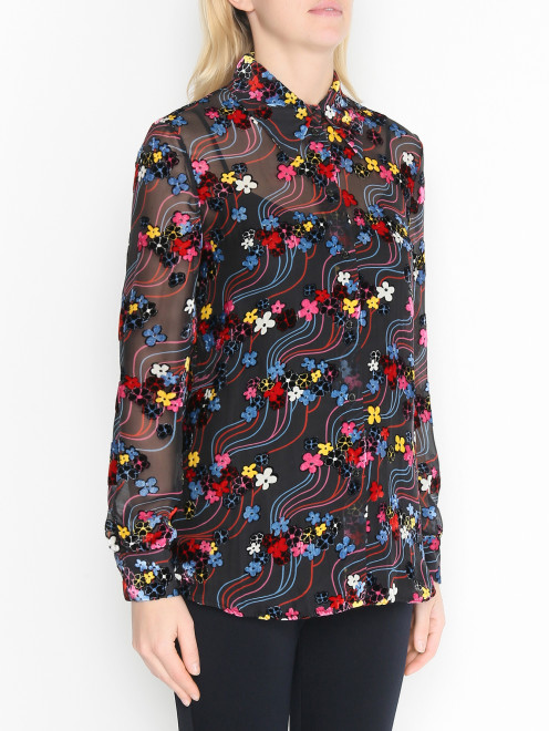 Блуза из смешанного шелка с узором Moschino Boutique - МодельВерхНиз