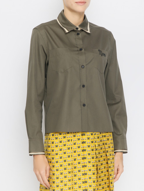 Рубашка из хлопка с карманами и вышивкой Marni - МодельВерхНиз
